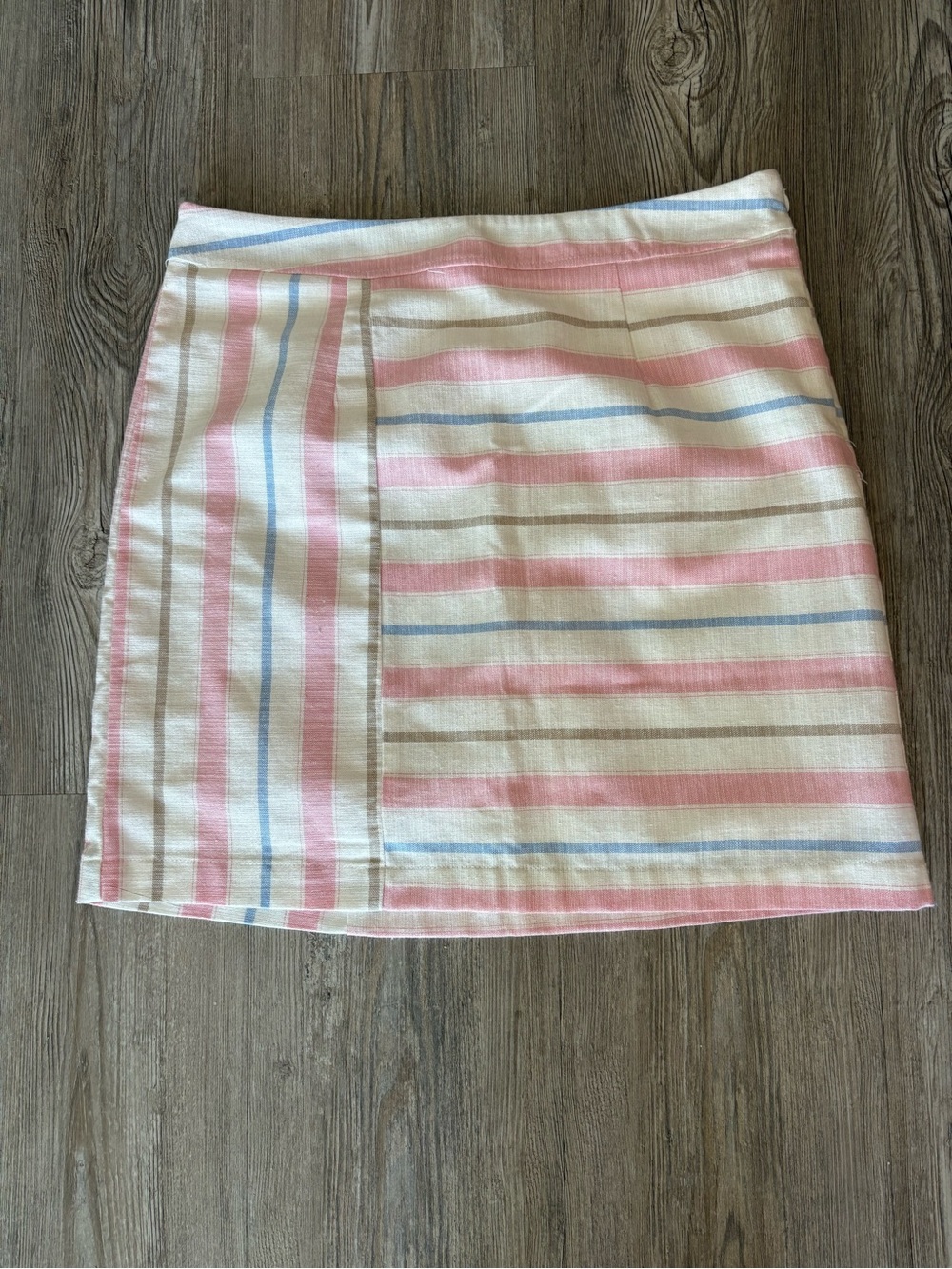 ALTAR’D STATE STRIPE MINI SKIRT WOMEN MED PINK BLUE WHITE STRIPES ZIP, LINED